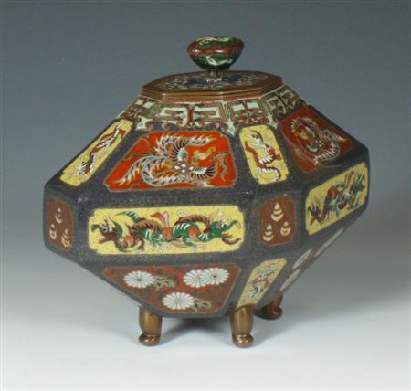 Appraisal: A Japanese cloisonne enamel tea caddy Meiji period of eight