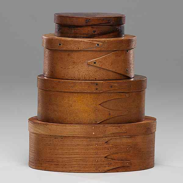 Appraisal: Shaker Oval Bentwood Boxes American late th century An assembled