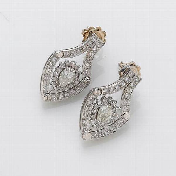 Appraisal: A pair of diamond and k white gold earrings estimated