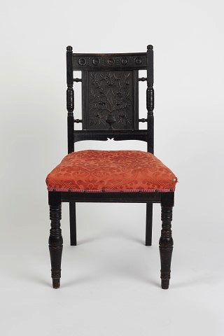 Appraisal: Manner of Bruce Talbert for GillowsAesthetic Movement ebonised side chairthe