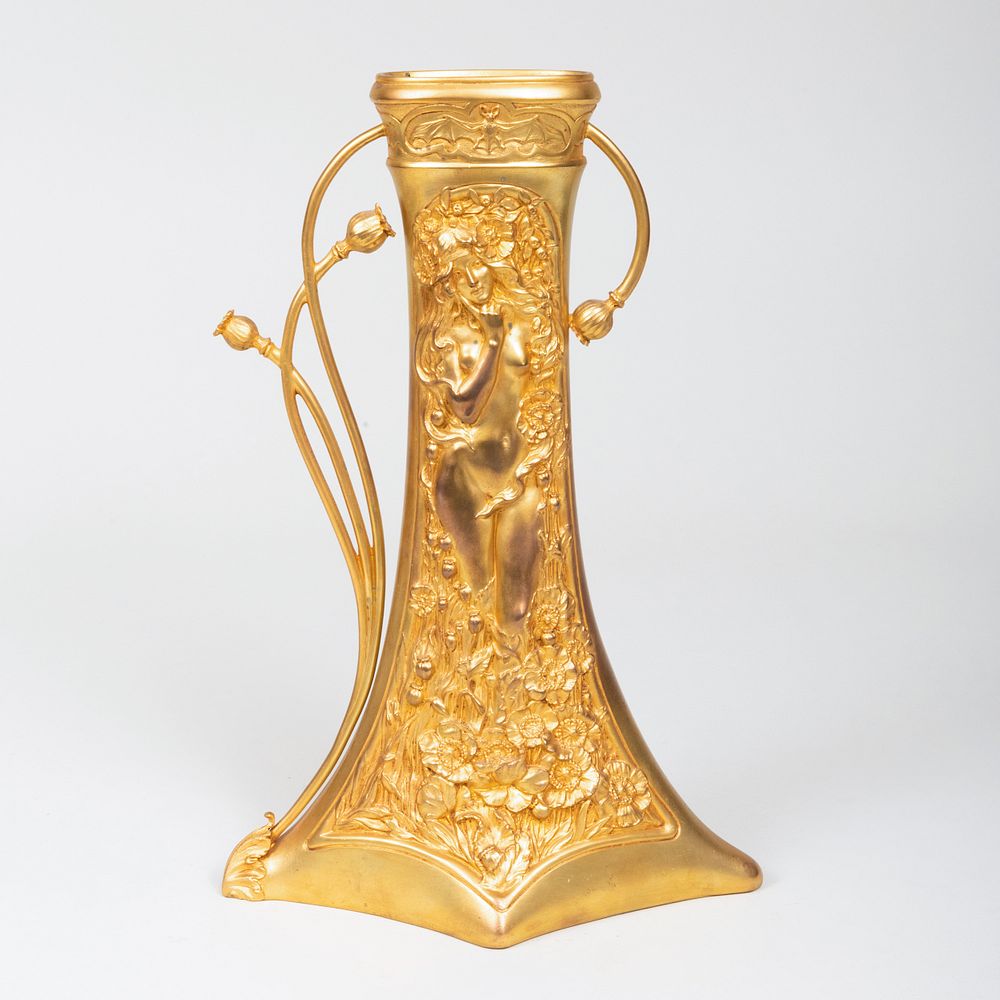 Appraisal: Charles Korschann - Vase Gilded bronze signed 'C Korschann' Louchet