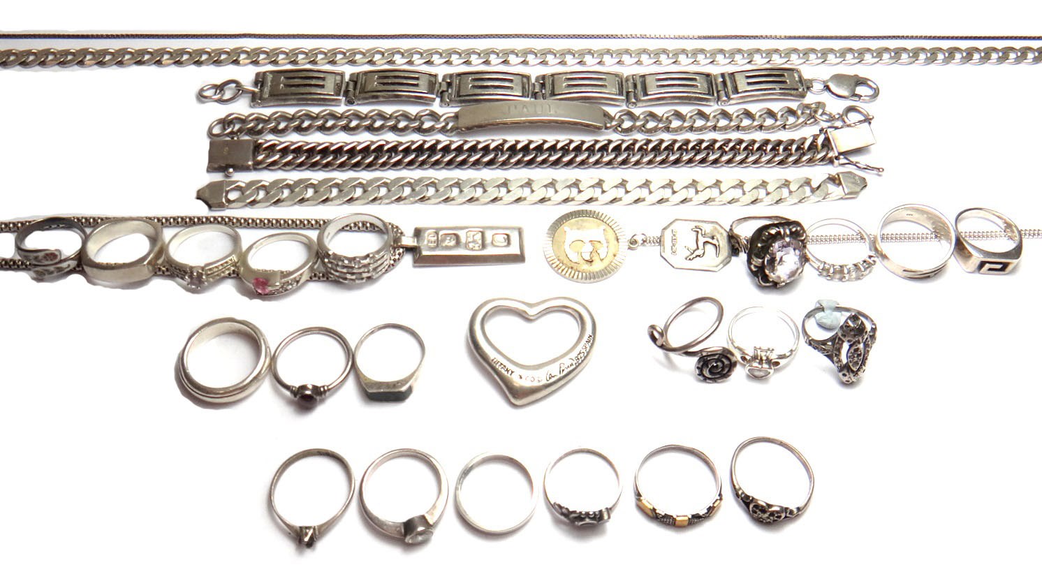 Appraisal: A group of mostly silver jewellery comprising twenty-one rings five