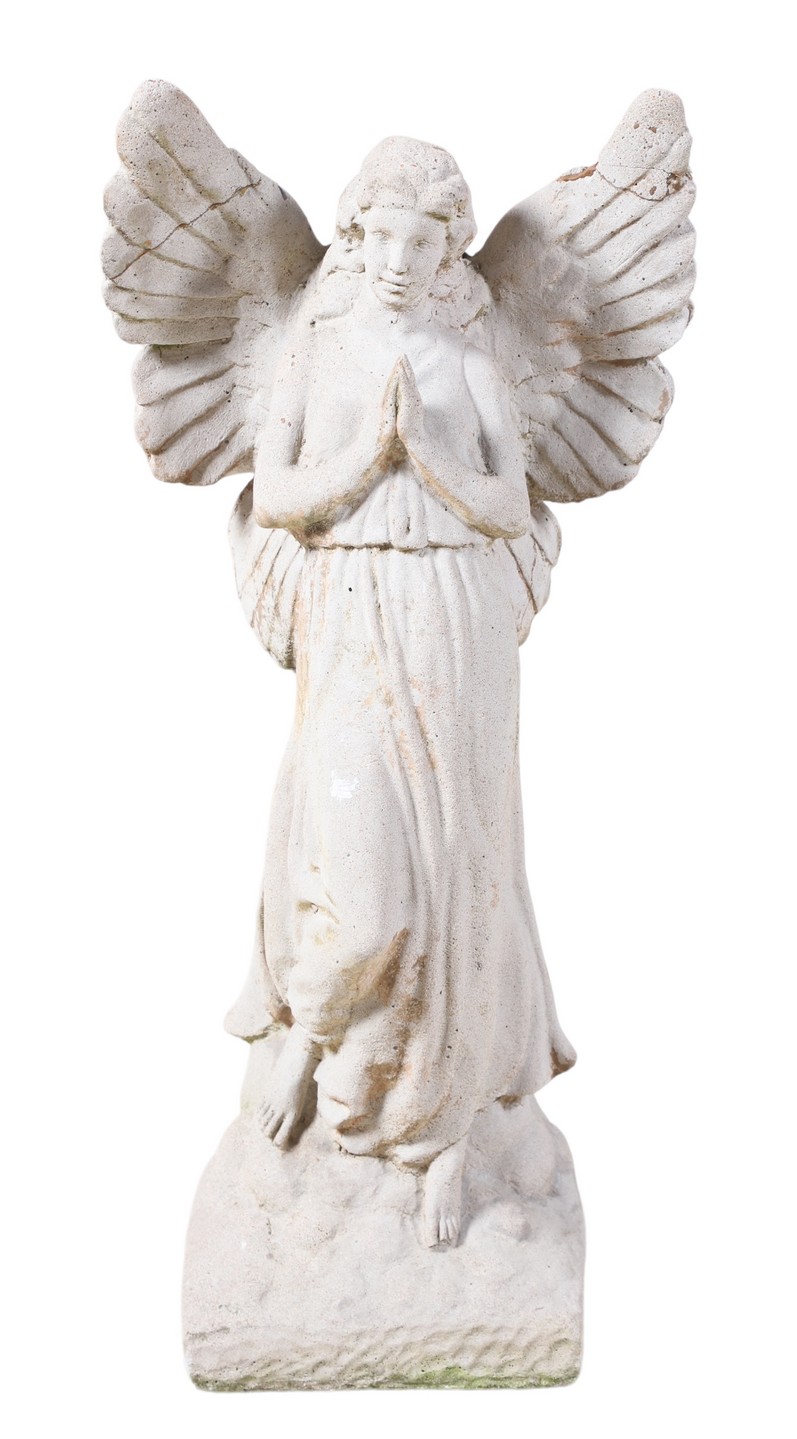 Appraisal: Concrete garden statue of an angel h damages