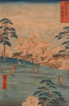 Appraisal: Utagawa Hiroshige - Toto Asukayama Cherry Tress at Asuka Hill