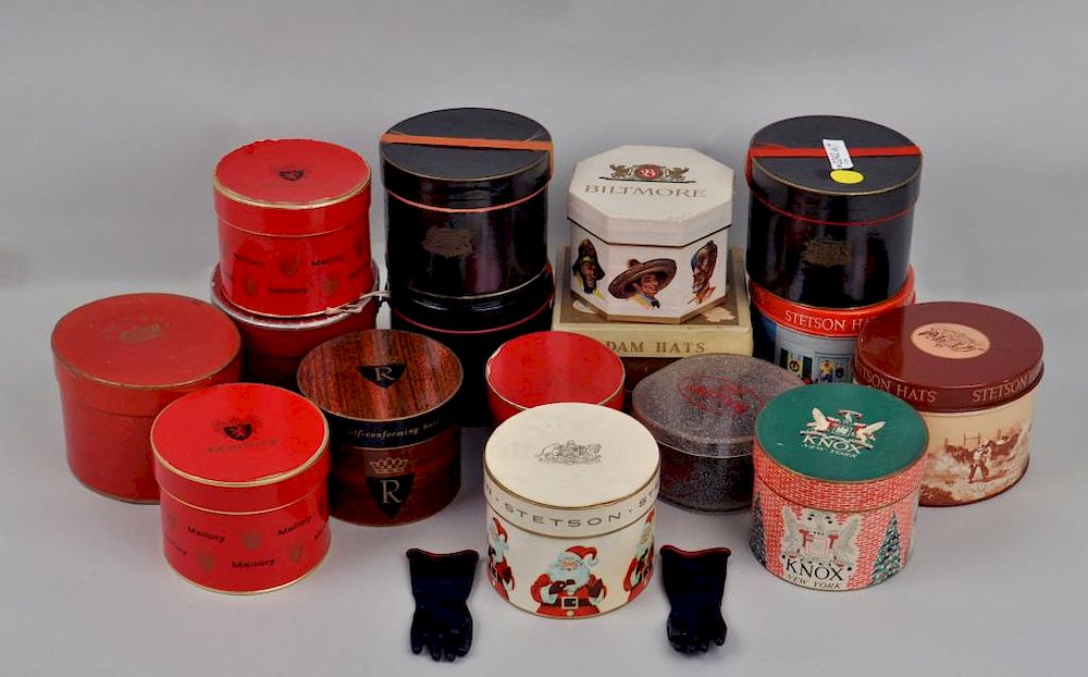 Appraisal: Group Miniature Hat Boxes and Hats including Stetson Mallory Knox