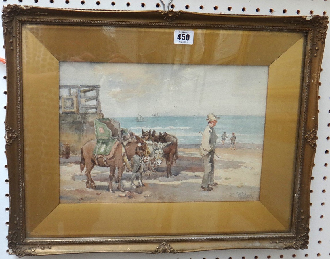 Appraisal: J H Crilroy th th century Donkeys on the beach