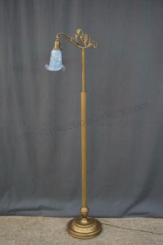 Appraisal: Vintage ' Pole Lamp with Art Glass Shade Metal freestanding