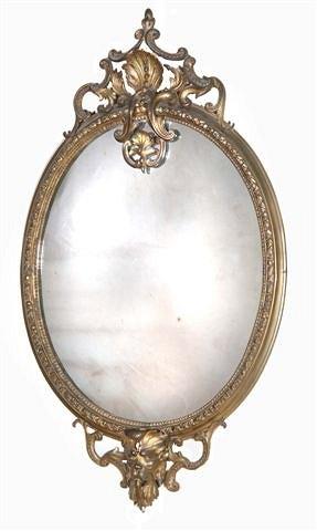 Appraisal: A TH CENTURY POSSIBLY FRENCH GILT METAL OVAL MIRROR with