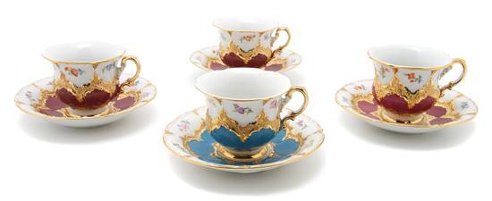 Appraisal: n Assembled Set of Meissen Teacups and Saucers comprising four