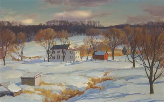 Appraisal: LEITH-ROSS HARRY American - ''Evening in Aquetong'' oil on masonite