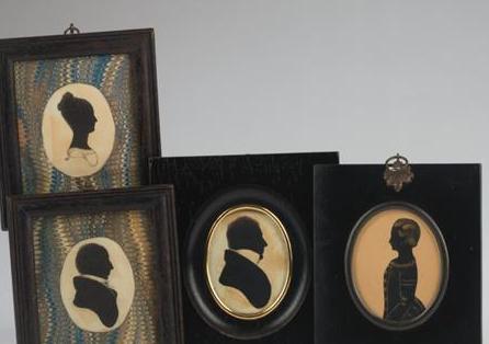 Appraisal: FOUR EARLY AMERICAN SILHOUETTES Height of tallest frame inches Est