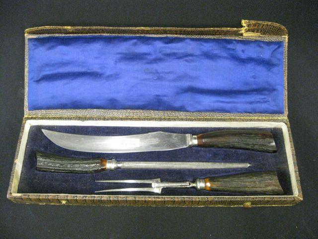 Appraisal: pc Stag Handle Carving Set in original box