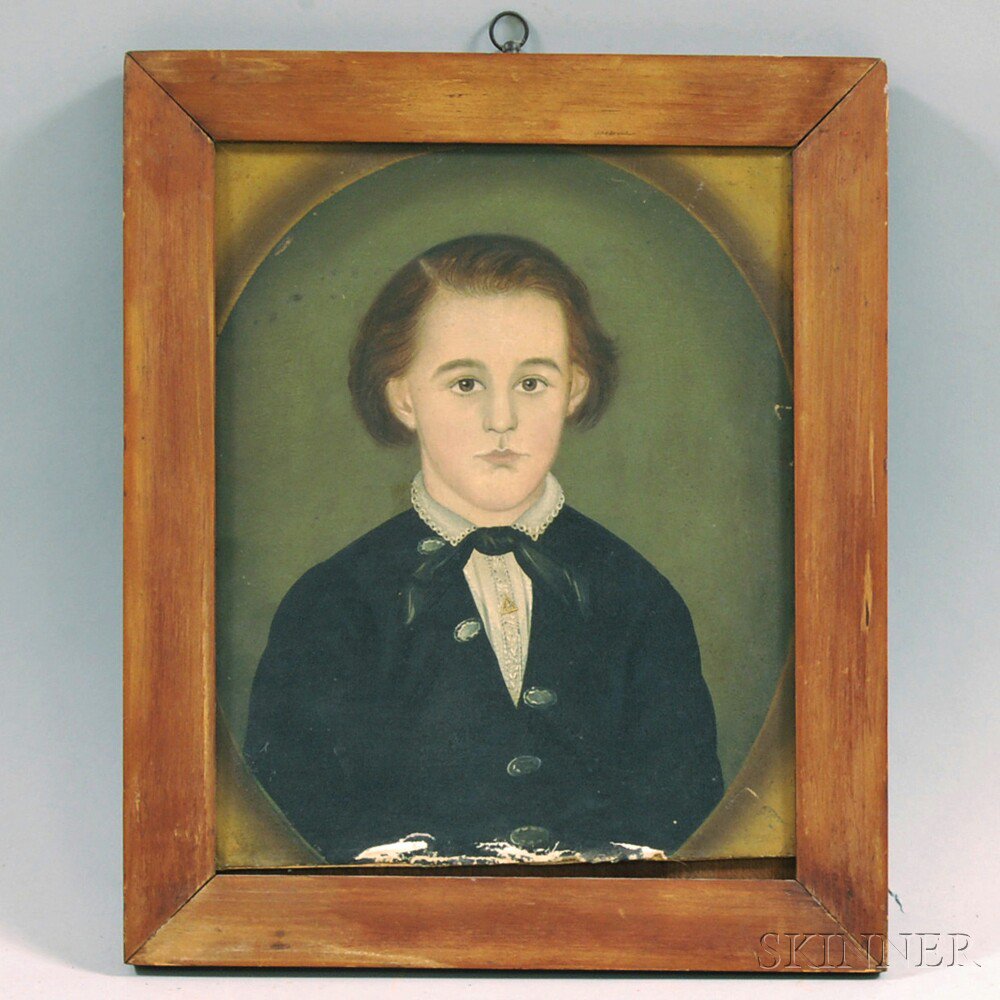 Appraisal: American School th Century Portrait of a Brown-haired Brown-eyed Boy