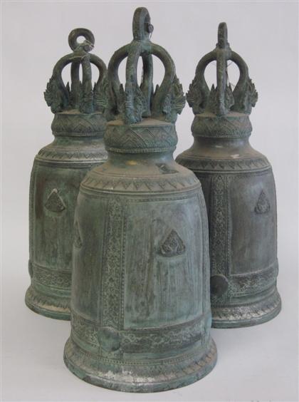 Appraisal: Three Thai bronze temple bells th century