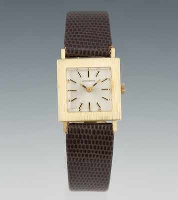 Appraisal: A Ladies' Longines Dress Watch k yellow gold square case