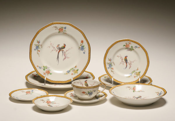 Appraisal: Haviland Limoges china service Eden pattern pcs Birds of Paradise