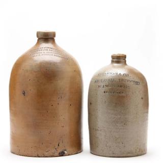 Appraisal: Two Stoneware Druggist Advertising Jugs late th - early th