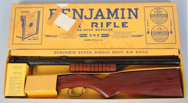 Appraisal: Vintage Benjamin Single-Shot Air Rifle Includes original box and receipt