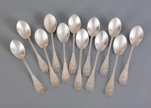 Appraisal: Set of twelve Tiffany Co sterling silver Japanese pattern ice