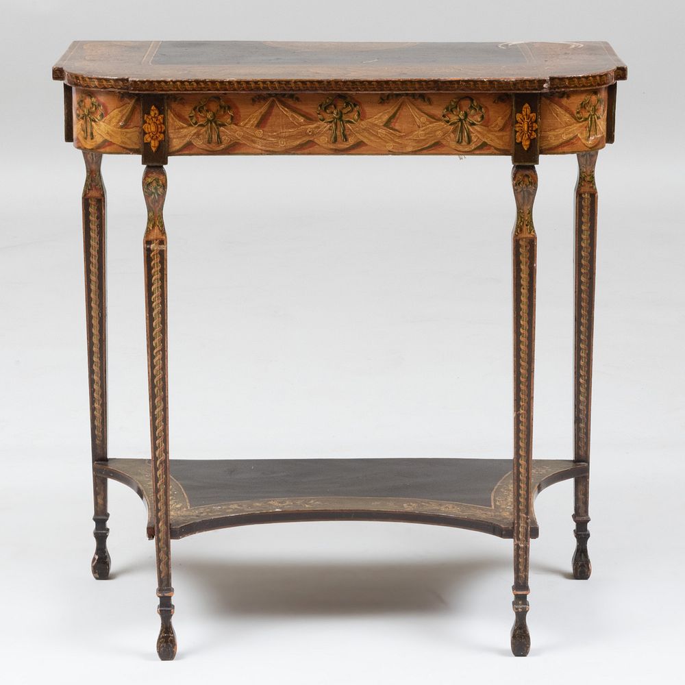 Appraisal: George III Brown and Polychrome Painted D Form Console Table