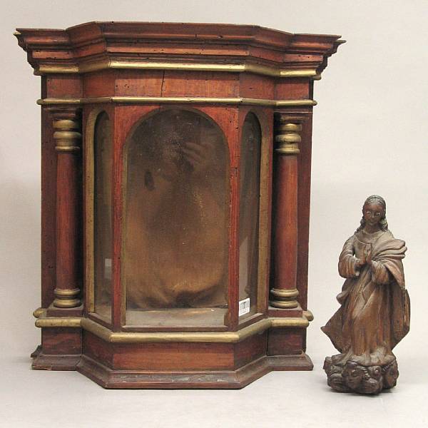 Appraisal: A Baroque walnut figure of the Madonna within associated parcel