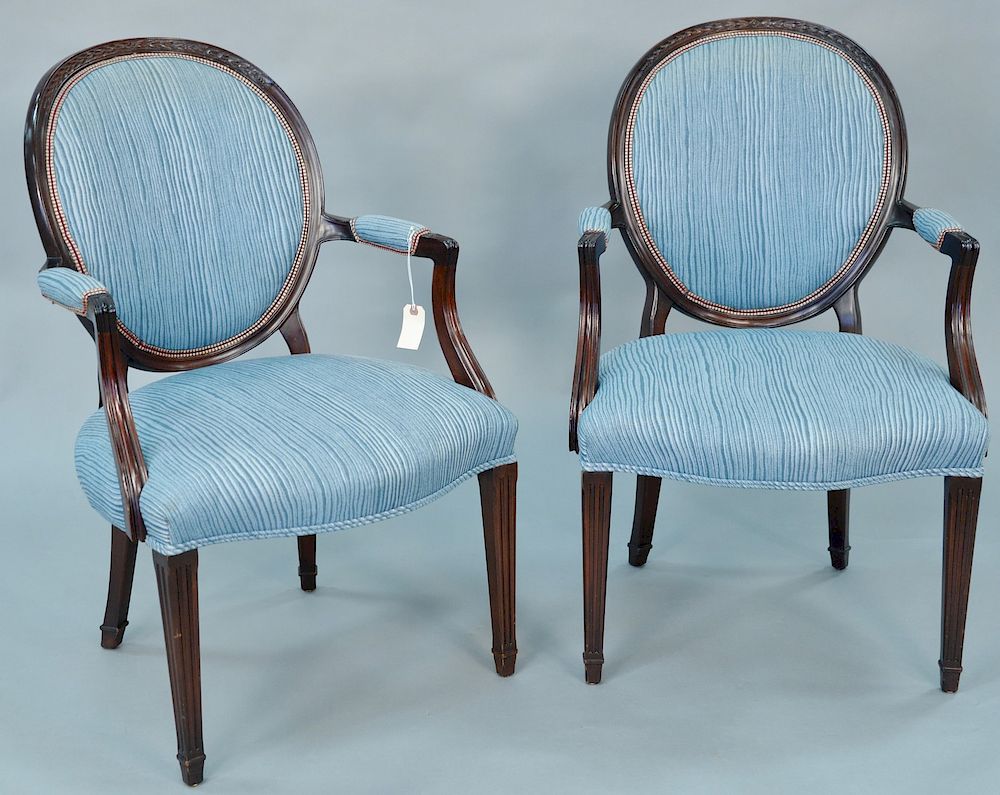 Appraisal: Pair of Ernie Ganz cameo back arm chairs ht in