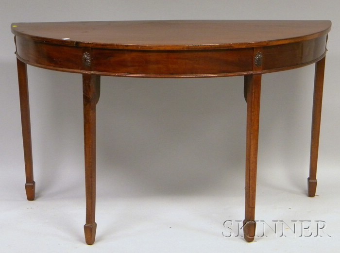 Appraisal: Georgian Mahogany and Mahogany Veneer Demilune Side Table