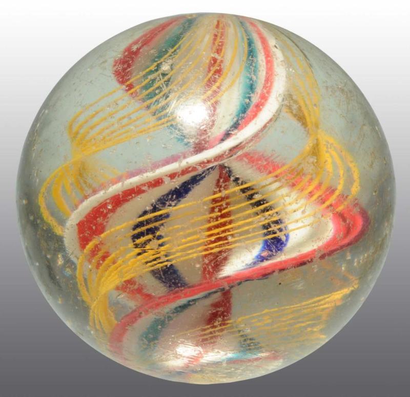 Appraisal: Ribbon Core Swirl with Latticino Lines Marble Description Beautiful ribbon