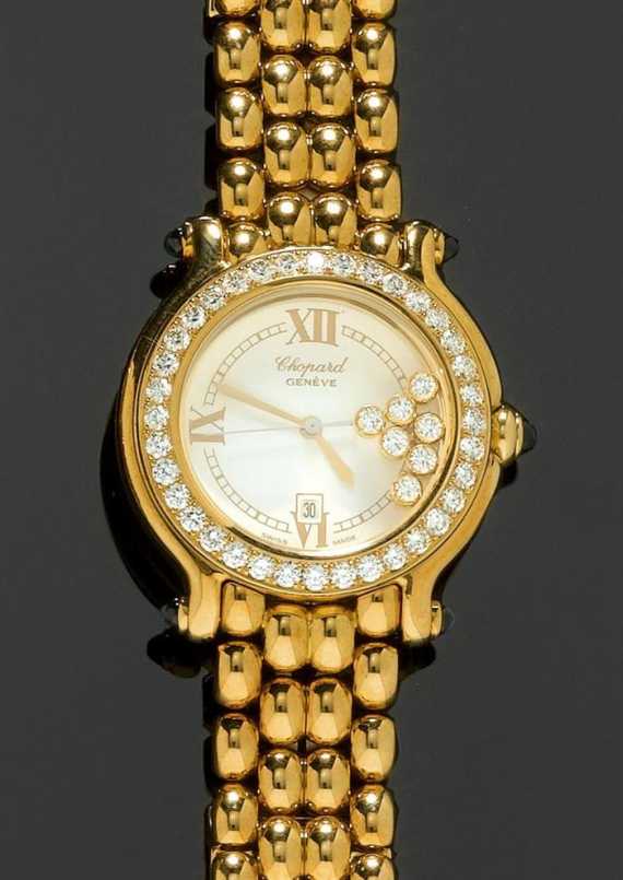 Appraisal: DIAMOND LADY'S WRISTWATCH CHOPARD HAPPY SPORT Yellow gold Ref S