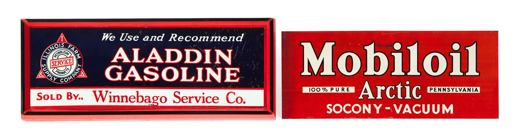 Appraisal: TWO TIN PETROLEUM SIGNS American mid th century One red