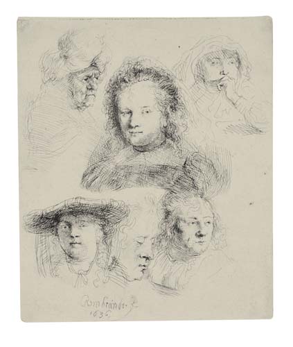 Appraisal: REMBRANDT VAN RIJN Sheet of Studies Head of Saskia and