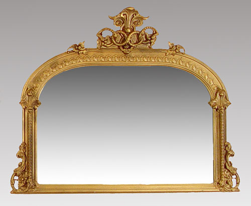 Appraisal: VICTORIAN GILT WOOD OVERMANTLE MIRROR Gold giltwood frame Measures ''