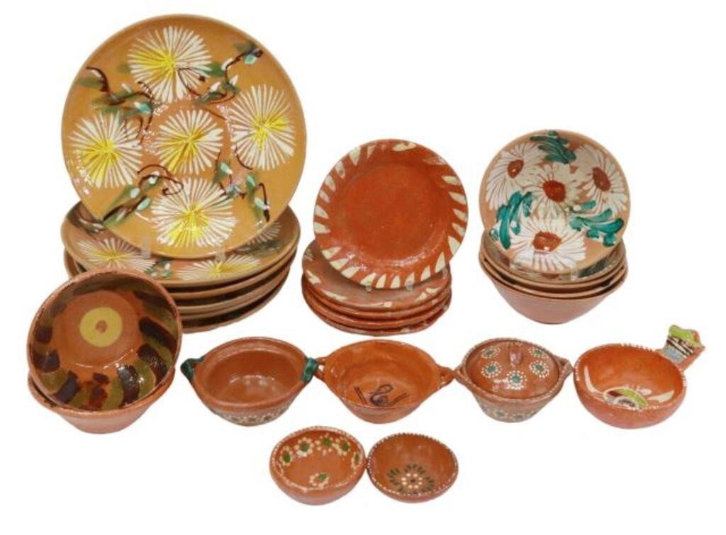 Appraisal: lot of Mexican polychrome pottery tableware including round plates marked