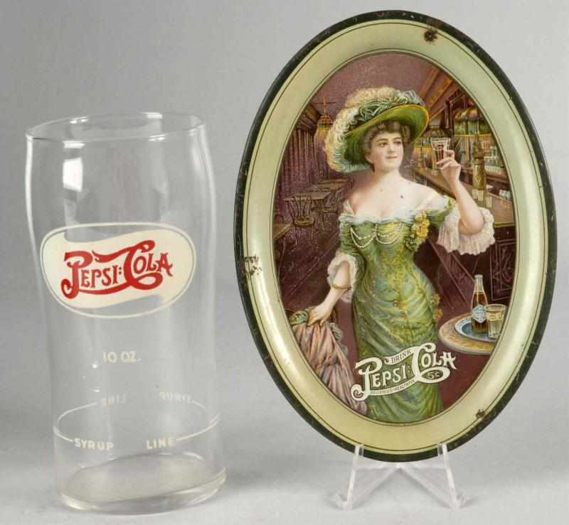 Appraisal: Pepsi Tip Tray s Pepsi Glass Description Glass is near