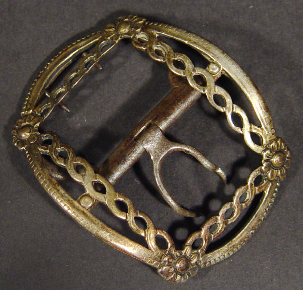 Appraisal: th Century oval silver buckle pierced with flowers indistinctly hallmarked