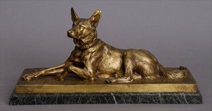 Appraisal: CHARLES PAILLET FRENCH b GERMAN SHEPHERD Bronze with gilt wash