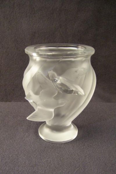 Appraisal: Lalique Crystal Bud Vase Double birds in flight design with