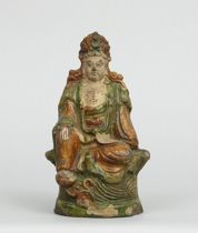 Appraisal: Early Ming Kuan Yin Figurine Kuan Yin high fired pottery