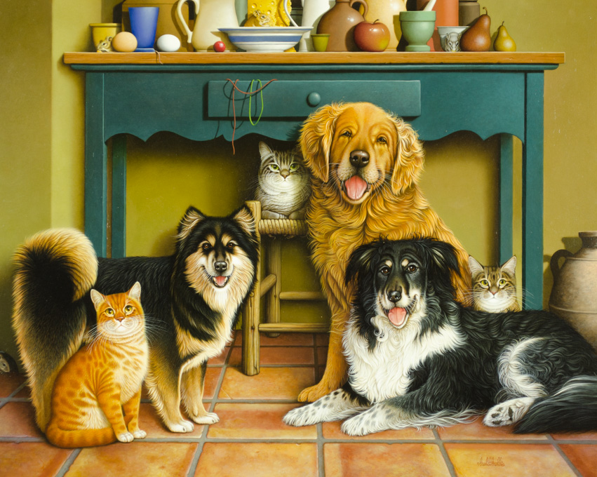 Appraisal: BRALDT BRALDS OIL ON CANVAS Netherlands America born Cheese pets