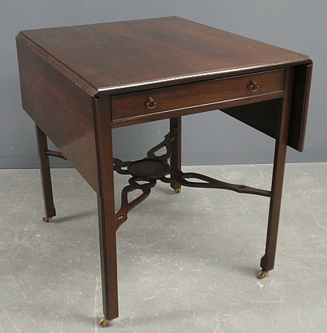 Appraisal: - Chippendale style Pembroke table with brass casters by Saybolt