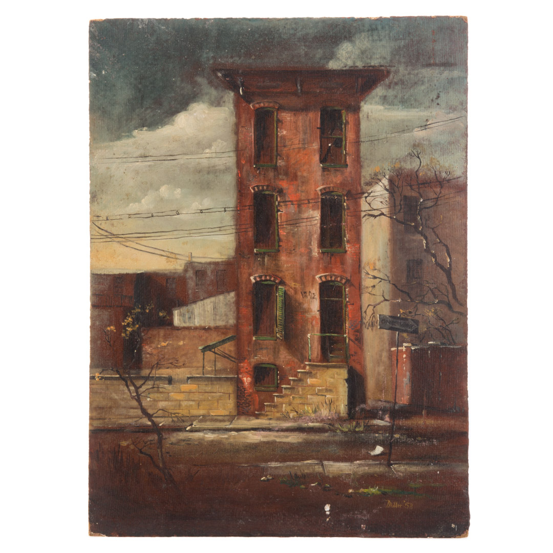 Appraisal: Melvin Miller Abandoned Building oil on masonite Melvin Orville Miller