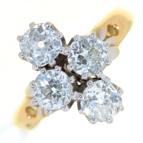 Appraisal: A four stone diamond ring the old cut diamonds weighing