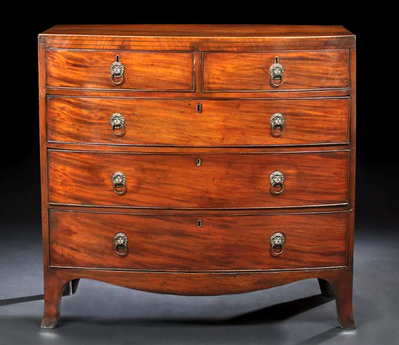 Appraisal: Regency Mahogany Bowfront Chest early th century the bowed top