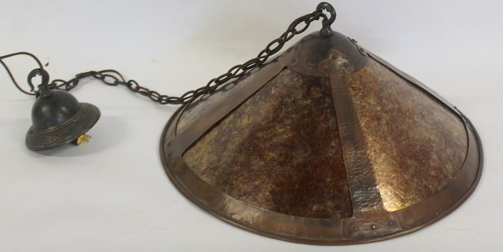 Appraisal: BENEDICT STUDIO Arts and Crafts Hanging Mica Shade From a