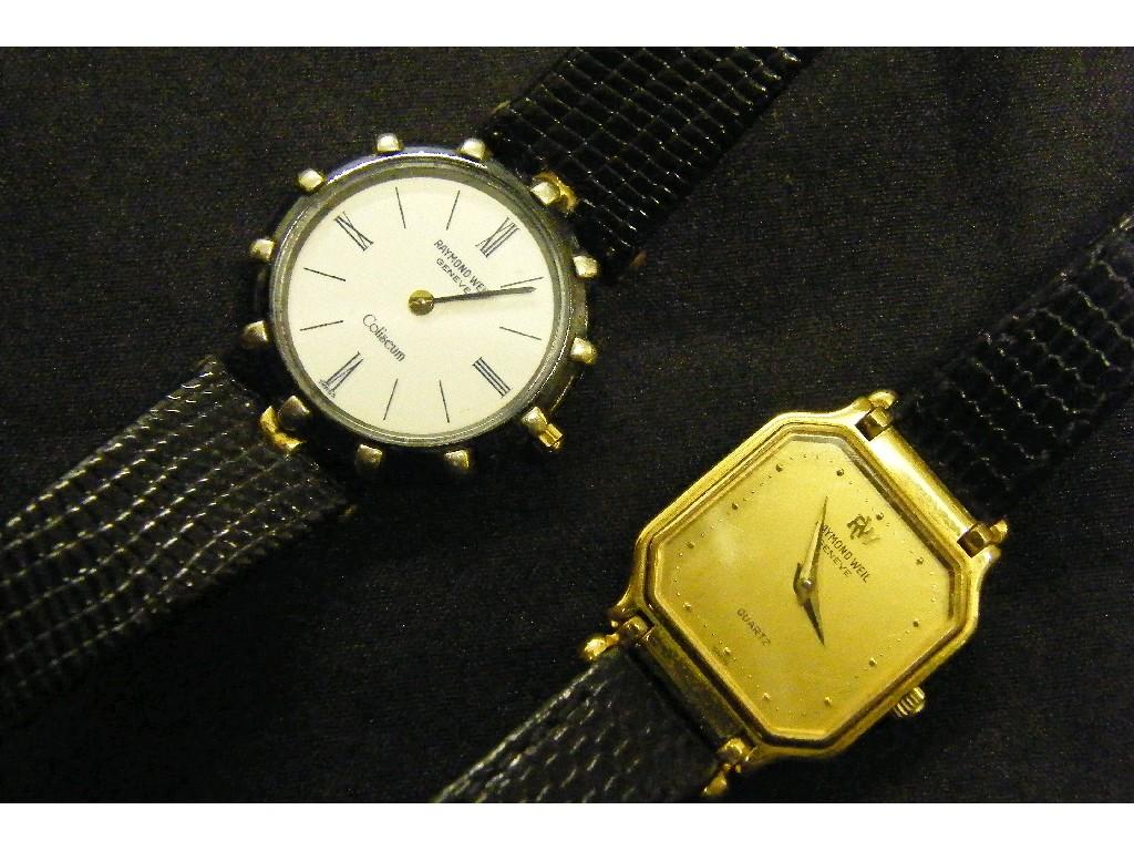 Appraisal: Two Raymond Weil quartz lady's gold plated wristwatches