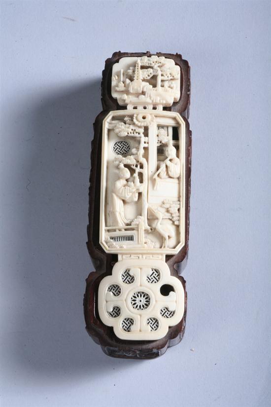 Appraisal: CHINESE JICHI WOOD AND IVORY BOX AND COVER th century