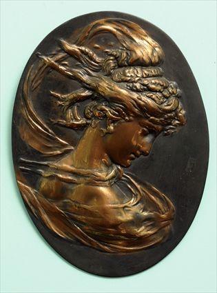 Appraisal: CONTINENTAL BRONZE RELIEF OF A CLASSICAL YOUTH The child depicted