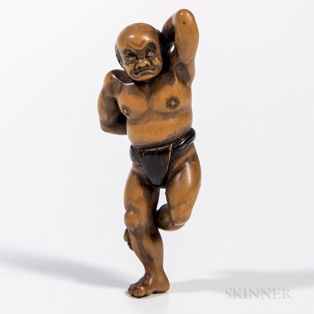 Appraisal: Carved Boxwood Netsuke Carved Boxwood Netsuke Japan mid th century