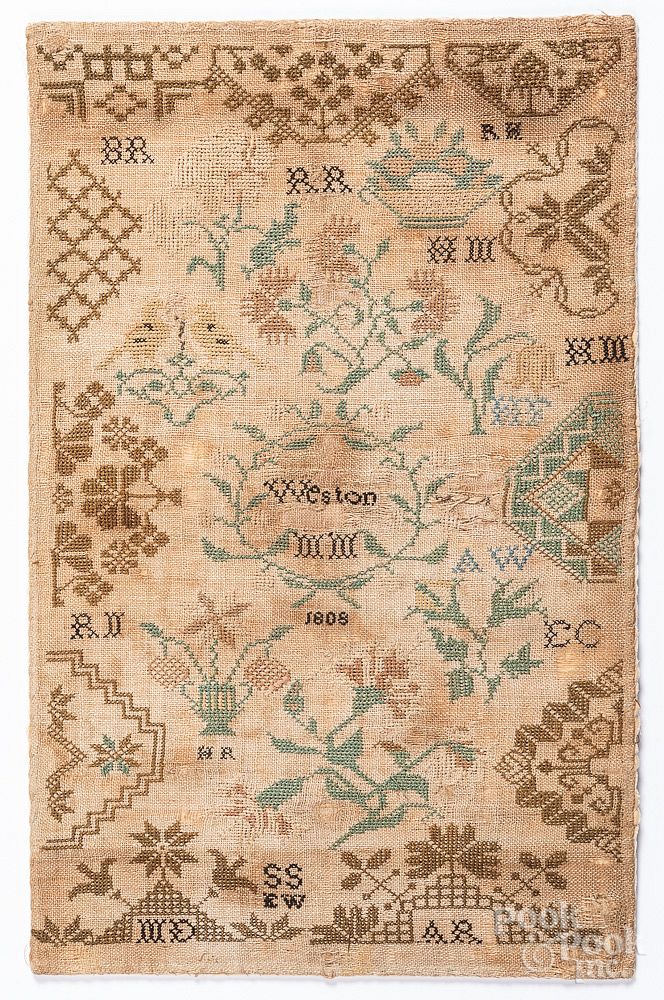 Appraisal: Westtown school sampler Chester County Pennsylvania Westtown school sampler dated