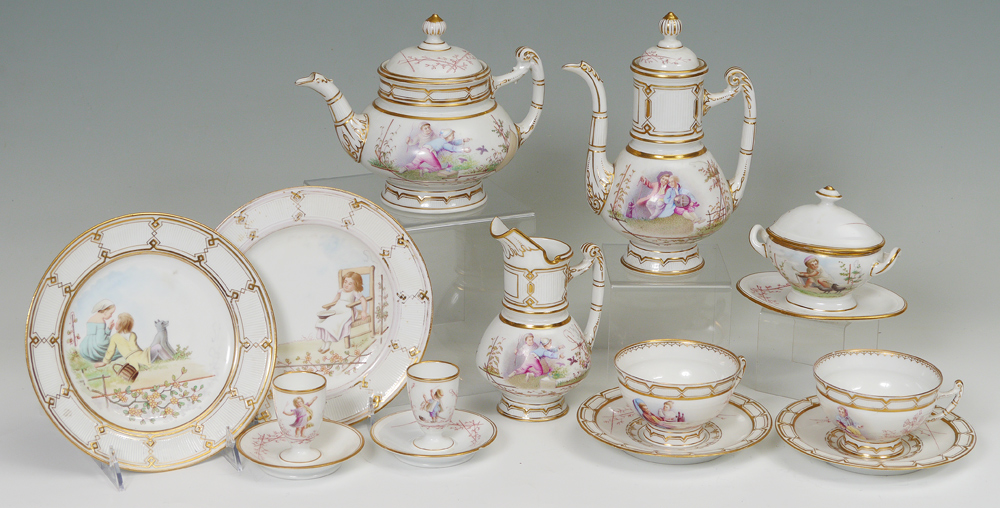 Appraisal: OLD PARIS PORCELAIN COFFEE DESSERT SET pieces total no visible